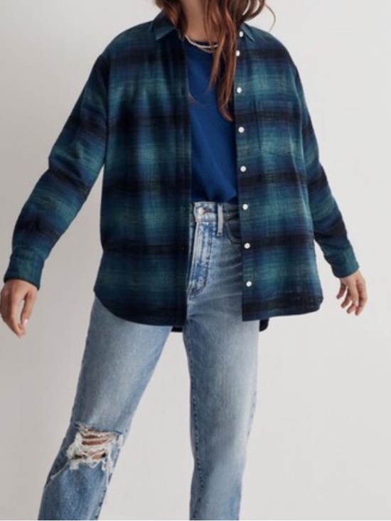 Madewell Tops - NWT Madewell Slub Flannel Oversized Ex-Boyfriend Shirt in Plaid Small